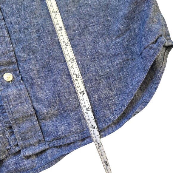 Banana Republic Button Down Shirt Mens M Blue Linen Blend Long Sleeve Classic - Picture 7 of 8